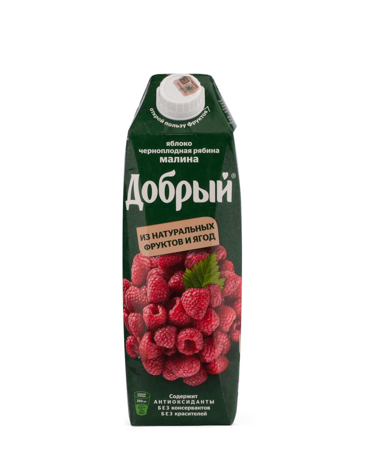 Natural juice `Good` apple, raspberry 1 liter