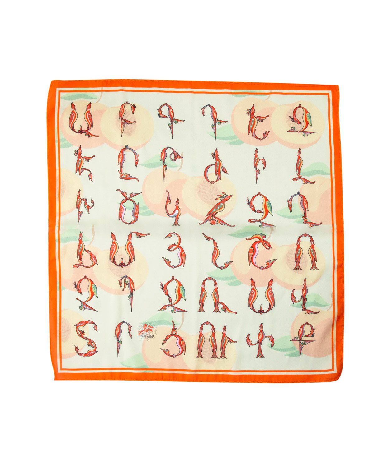 Scarf `Masoor` armenian letter peach