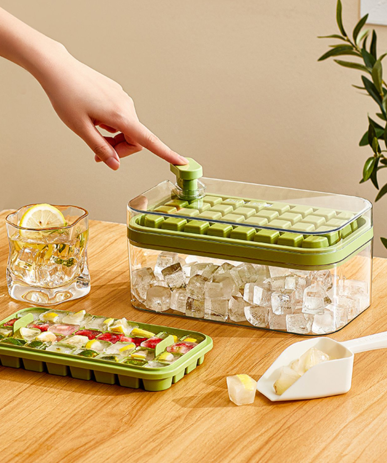 Ice mold, 64 compartments, green