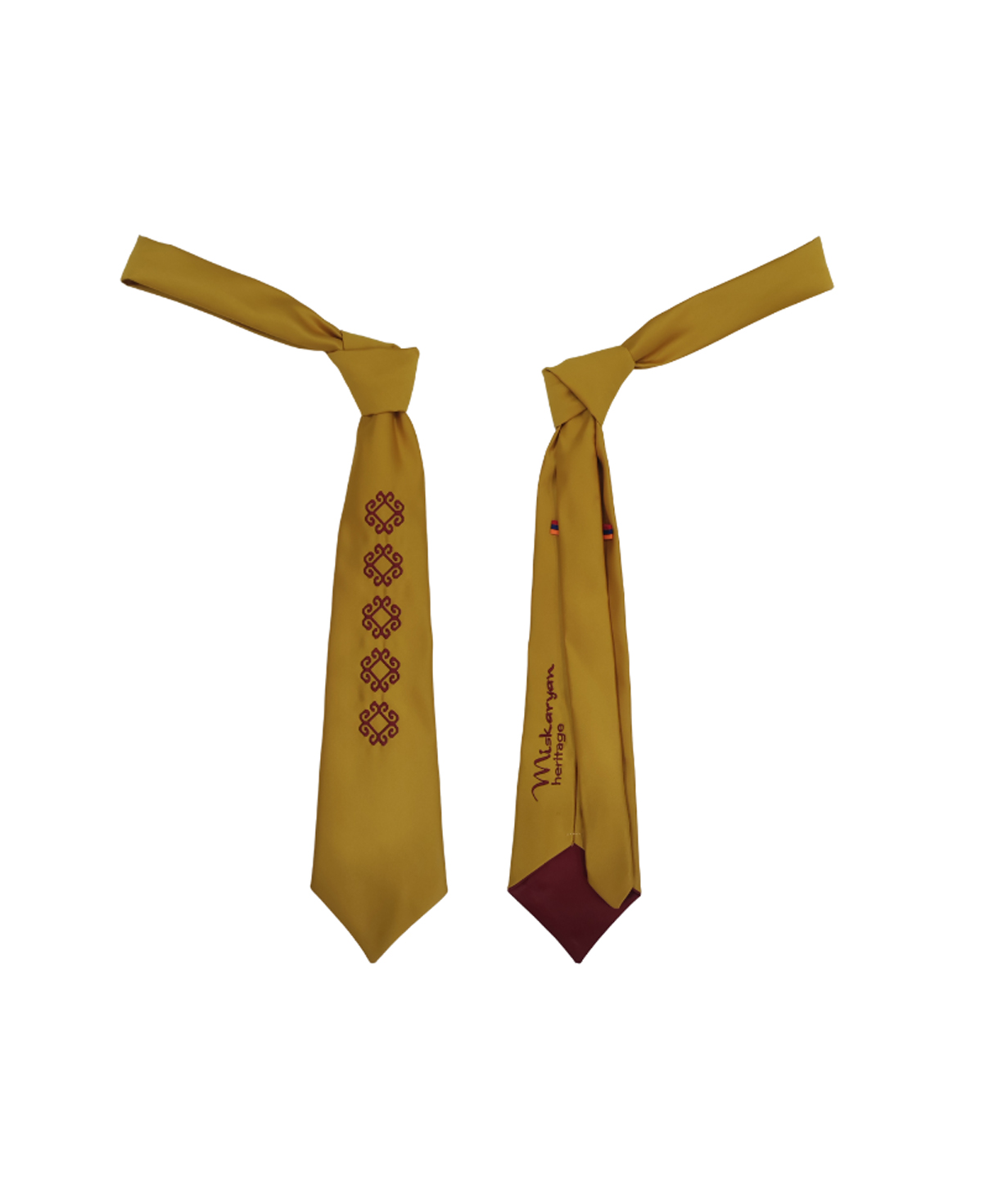 Embroidered tie «Miskaryan Heritage» Armenian carpet pattern, 6-1