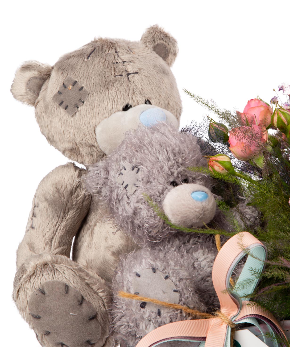 Composition `Enns` with soft toys and flowers