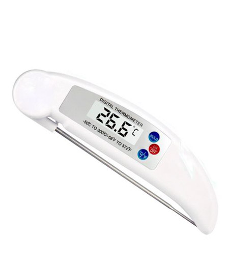 Food and beverage thermometer with LCD screen (white)