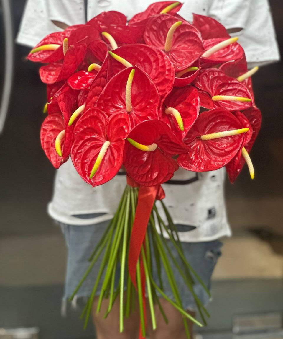 Bouquet «Punj» №92 with anthuriums, 51 pcs