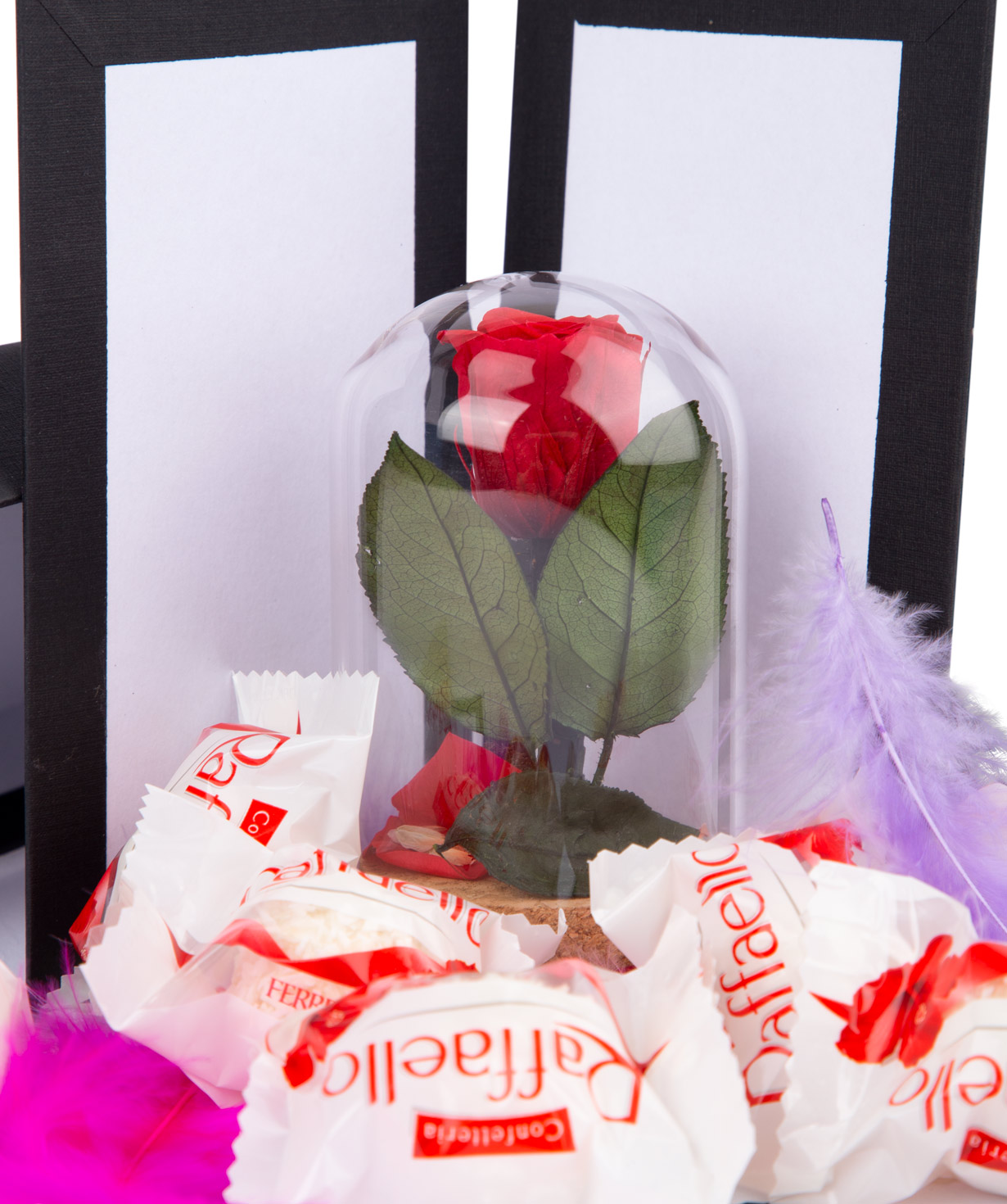 Rose `EM Flowers` eternal, with surprise box and candies 10 cm