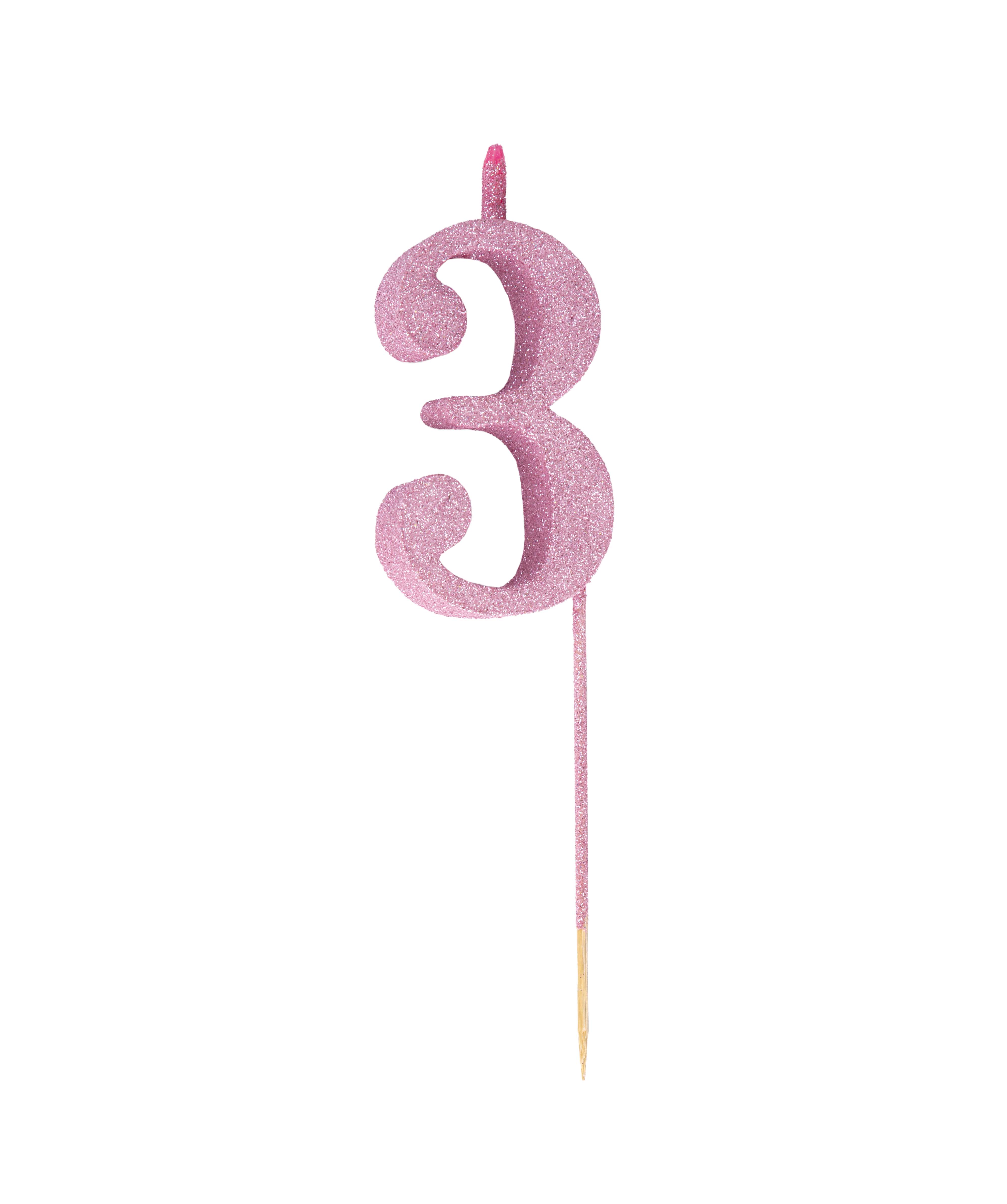 Candle numbers, pink, shiny