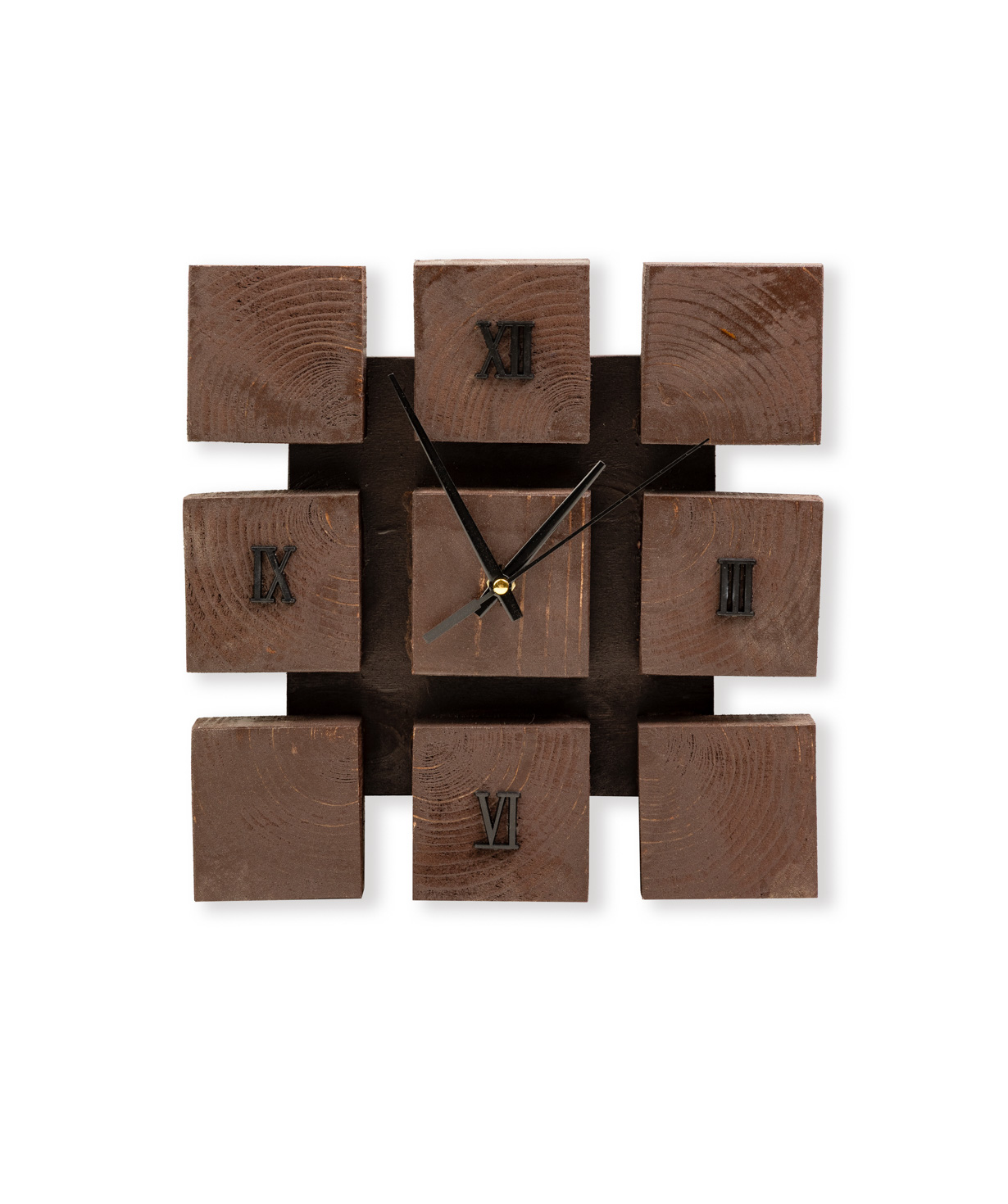 Wooden wall clock «Rustic Cube» №1