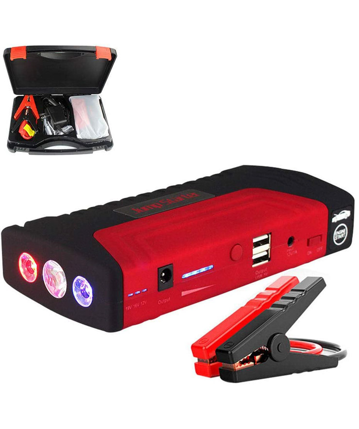 Multifunctional starter, flashlight, power bank ''Yoyo'' for car, motorcycle (12V, 16800Mah, red)