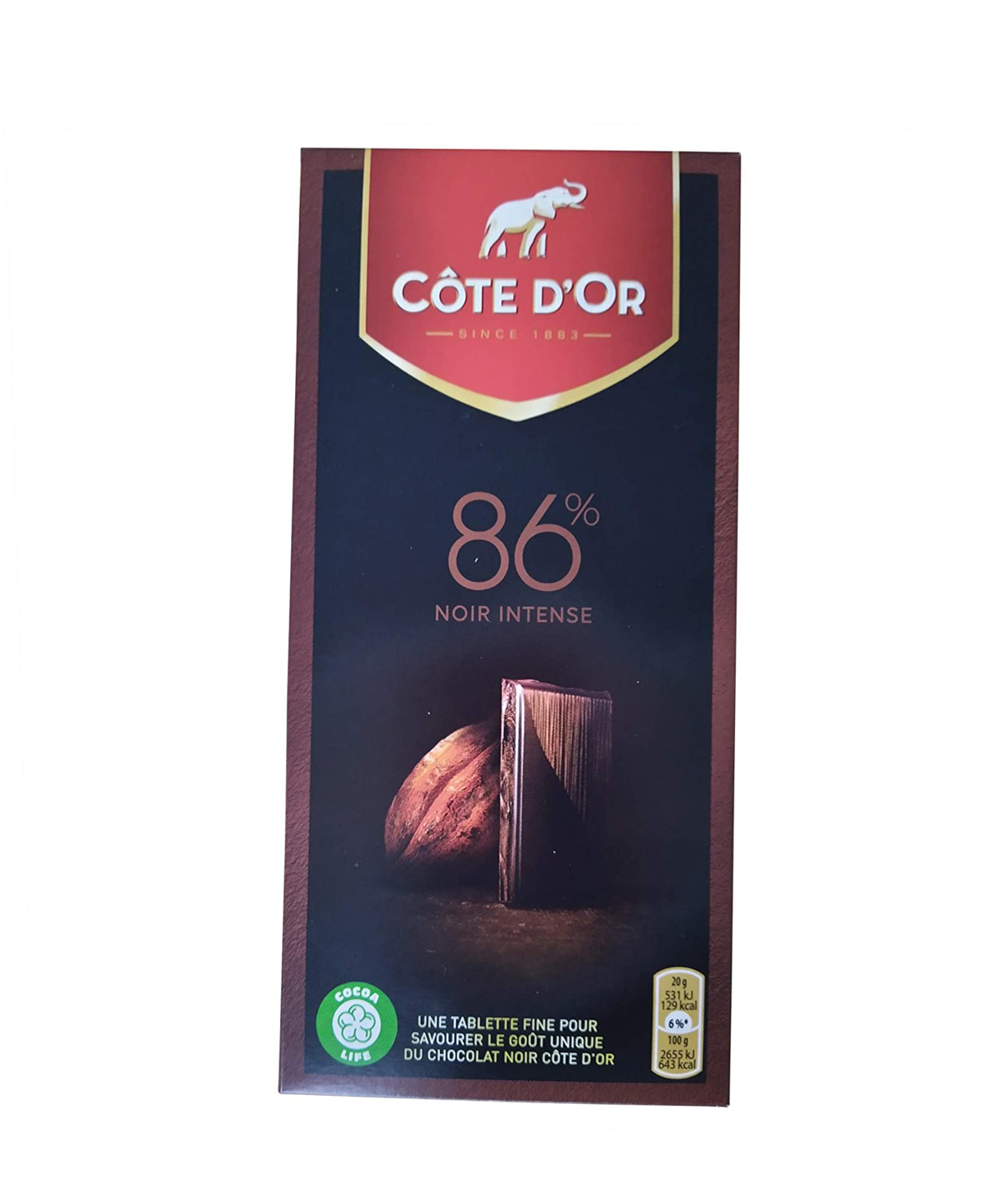 Chocolate bar `Cote D'Or Noir brut` 100g