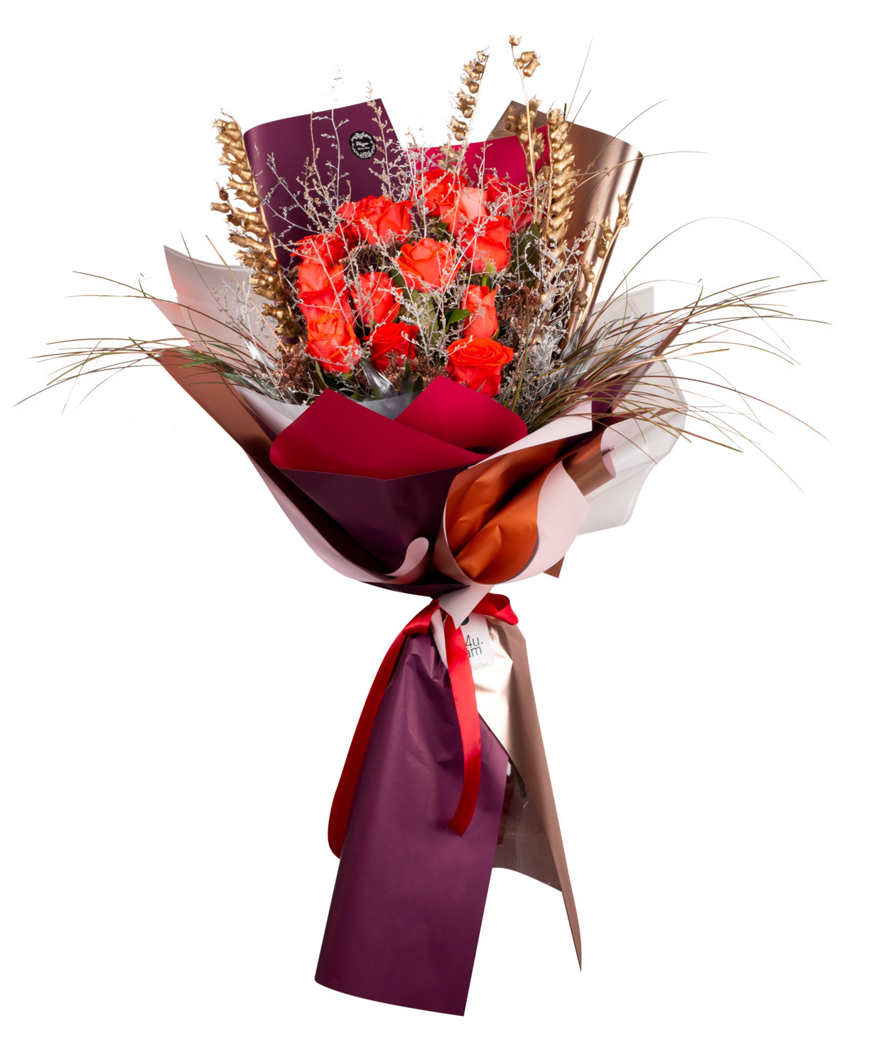 Букет `Пейнтсвилл` с розами и сухоцветами
