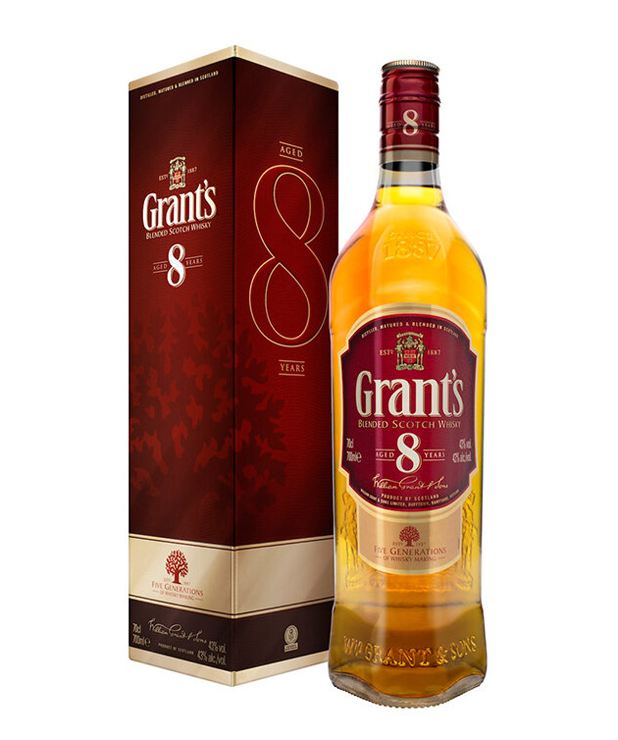 Whiskey `Grants` 8 y 1 l
