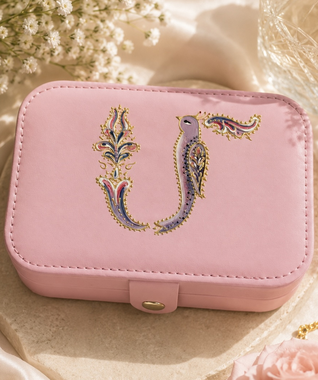 Illustrated jewelry box “HAYA”, pink, small №21
