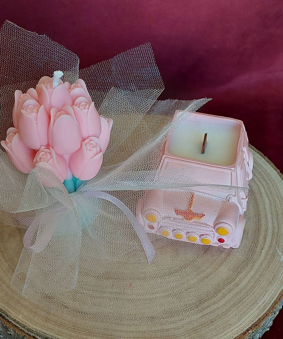 Մոմերի հավաքածու «Blue Moon» Իմ երազանքի մեքենան + Կակաչներ, բույրով