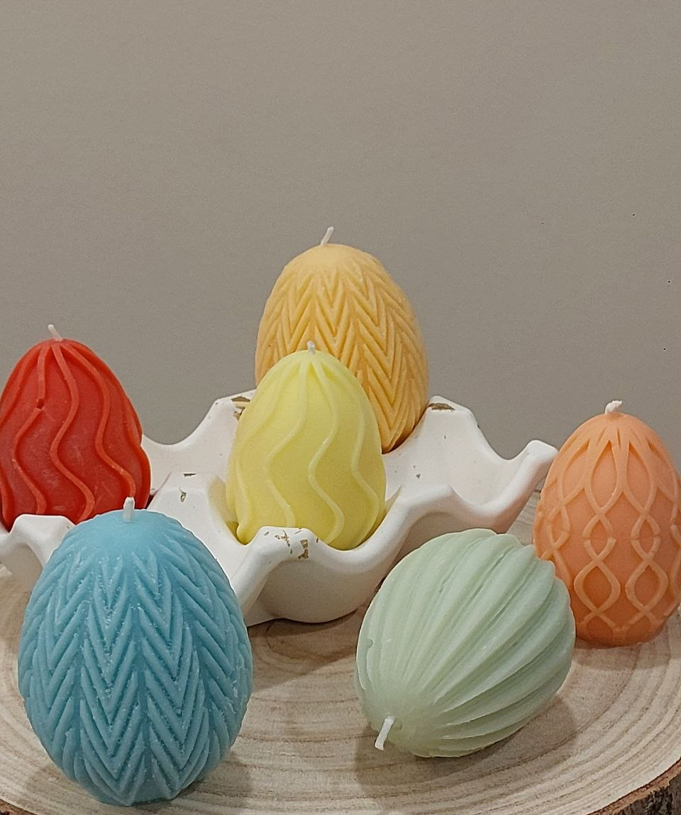 Подарочный набор «Blue Moon» Пасха, 6 свечей Яйца + подставка, без аромата