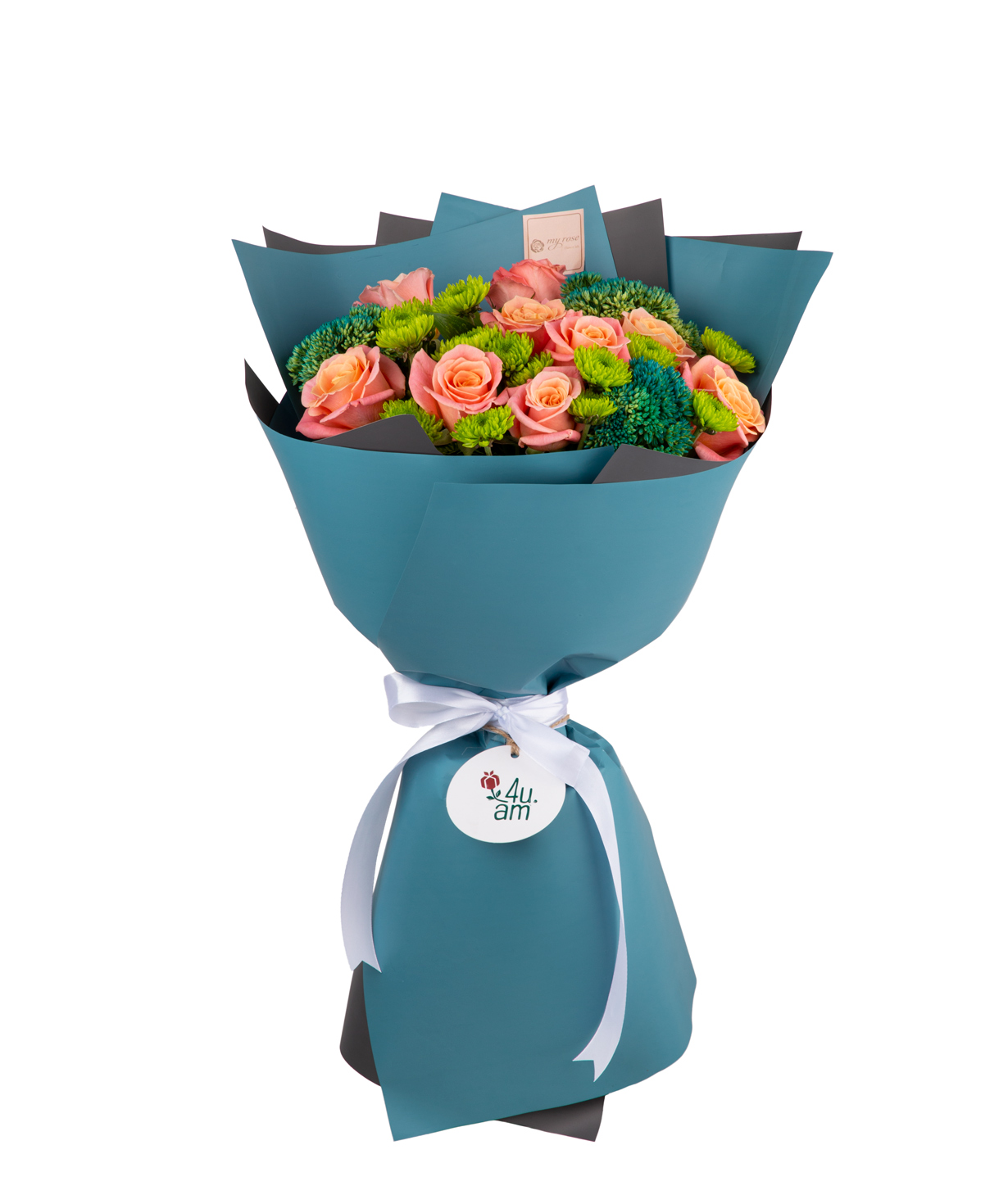 Bouquet `Gwalior` with roses and chrysanthemums