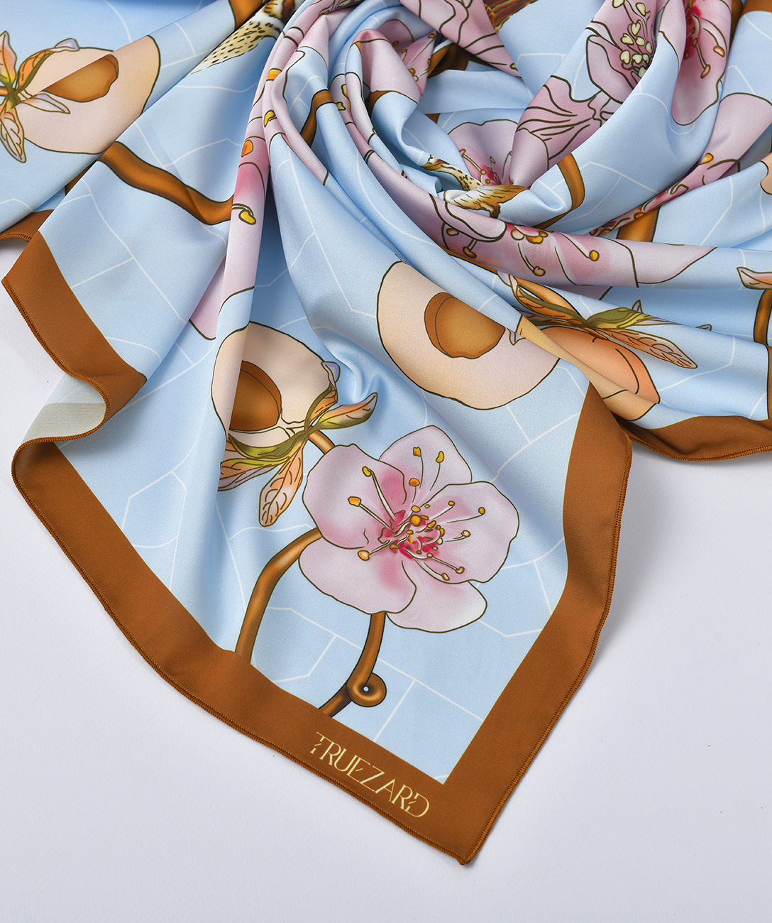 Scarf ''Blooming apricot'' 50x50 cm