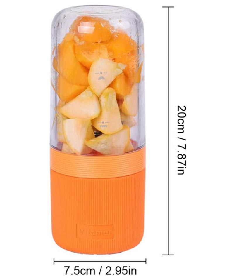 Ручной блендер-чашка ''VITAMER'' 400 мл с 4 острыми ножами и зарядным устройством USB (оранжевый)