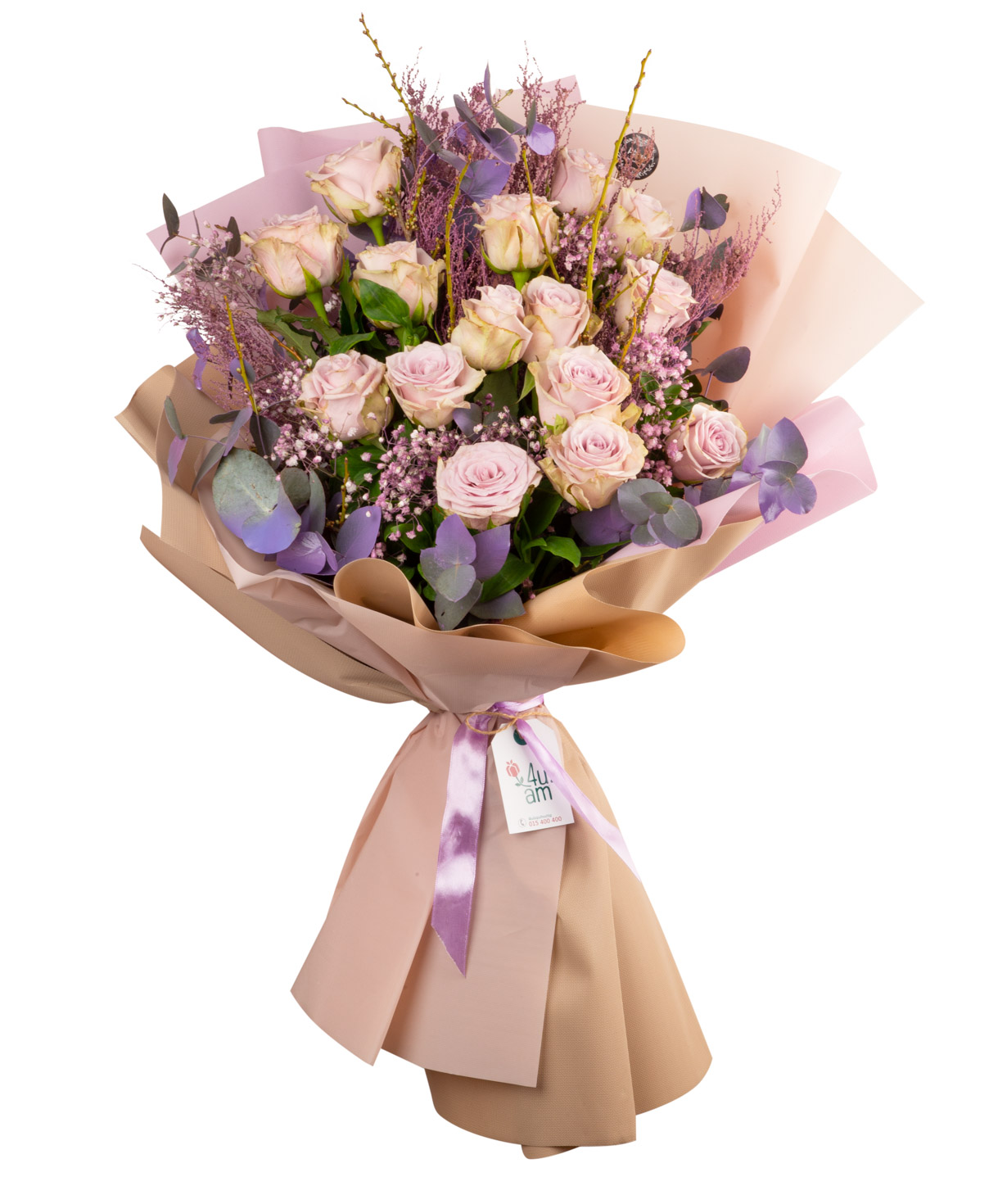 Bouquet `Whitesburg` with roses and dry flowers