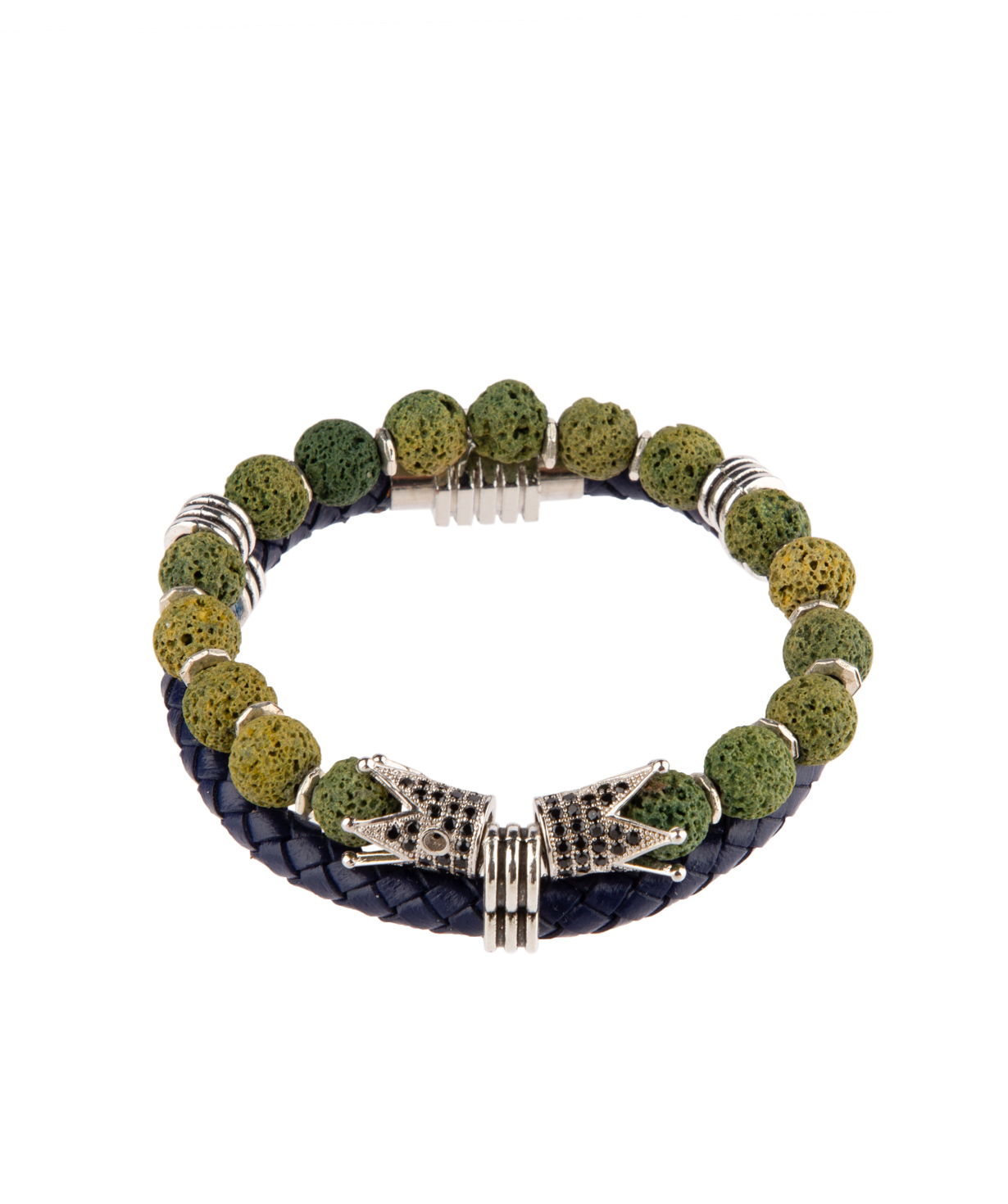 Bracelet `Ssangel Jewelry` men`s №8 leather, with natural stones