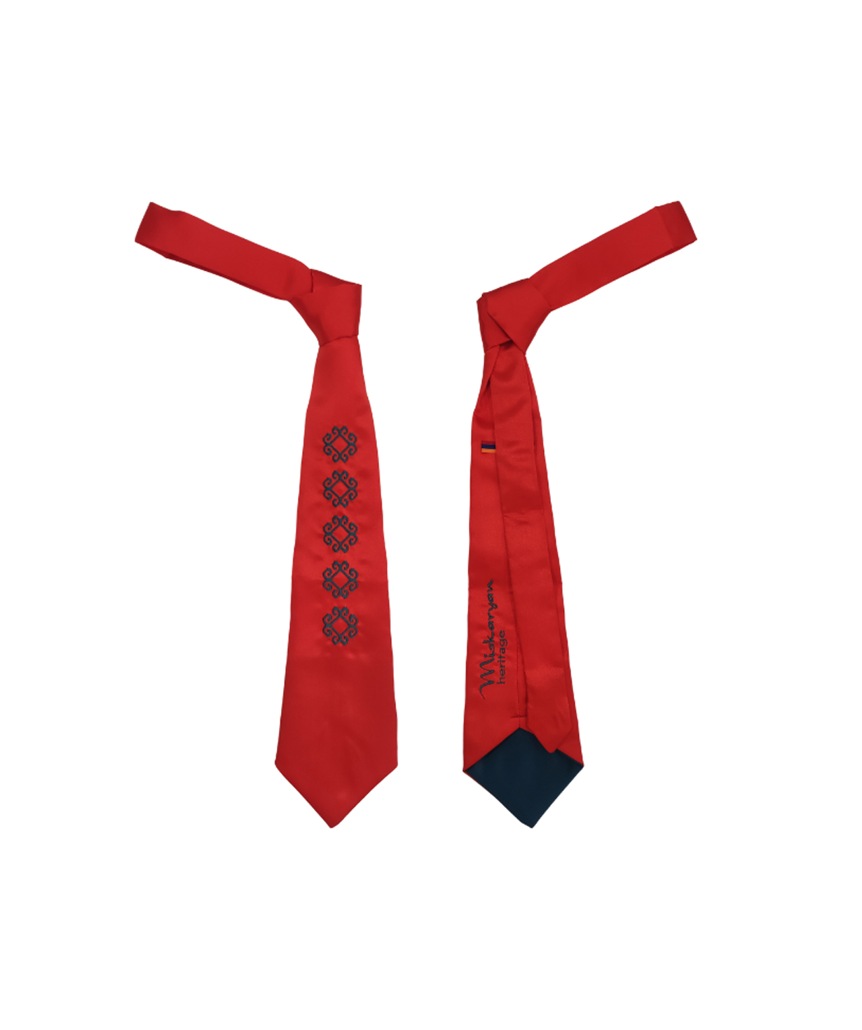 Embroidered tie «Miskaryan Heritage» Armenian carpet pattern, 6-1