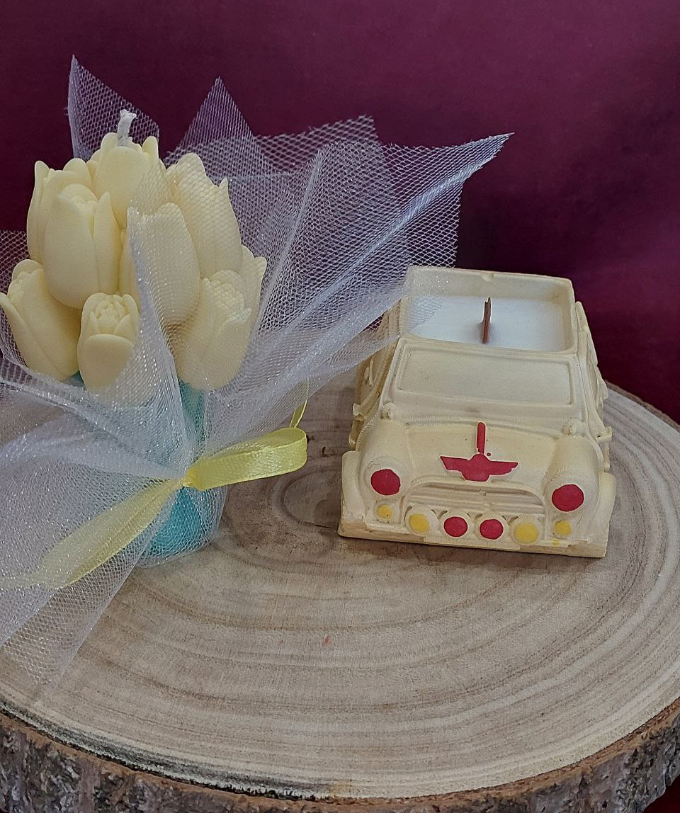 Մոմերի հավաքածու «Blue Moon» Իմ երազանքի մեքենան + Կակաչներ, բույրով