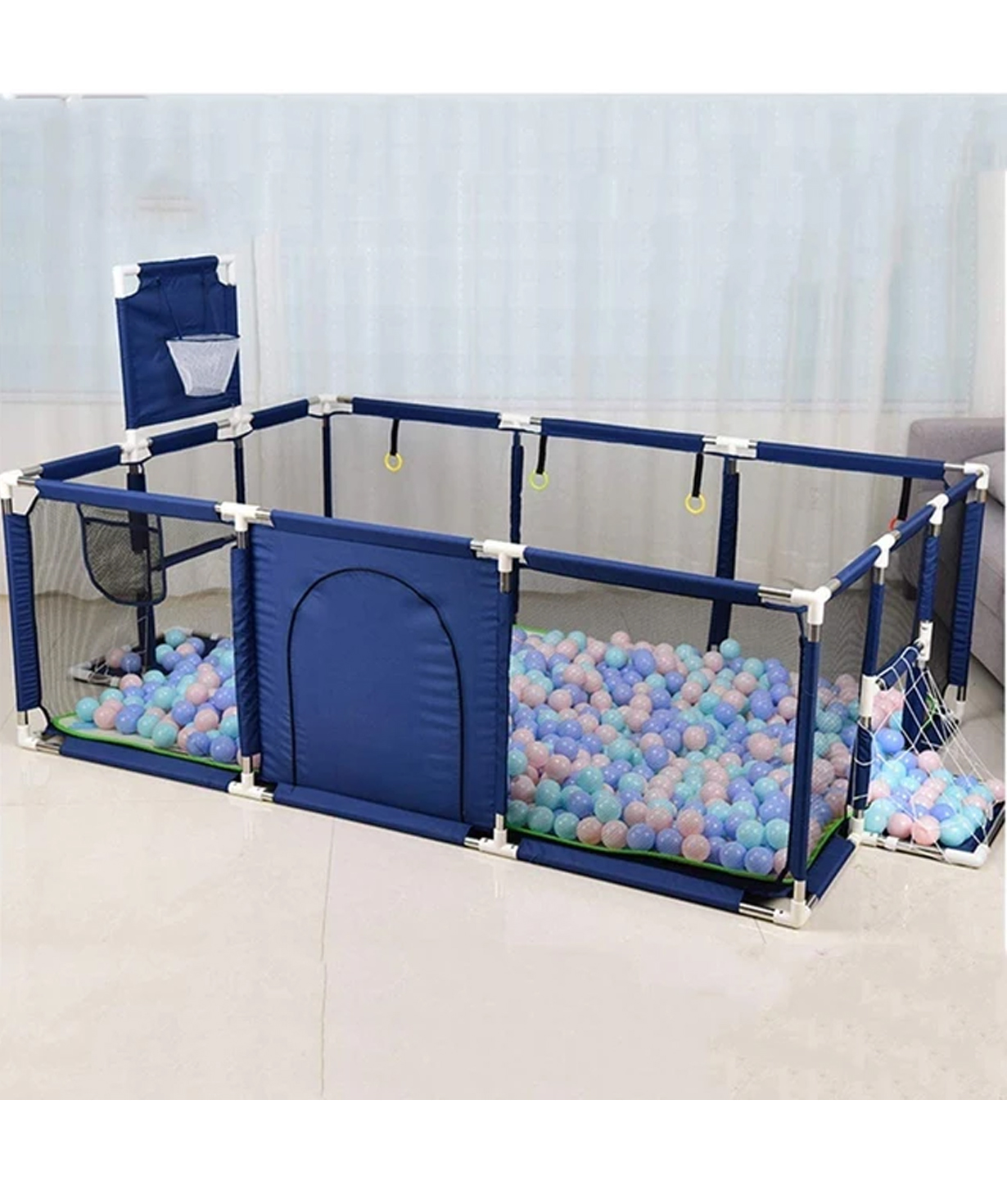 Children's playpen  «Xaxaliqner.am» with basketball net and football goal, blue