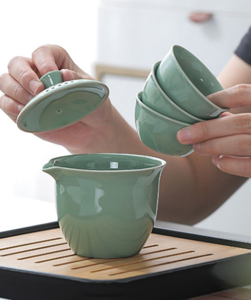 Tea set «Travel» №2, green