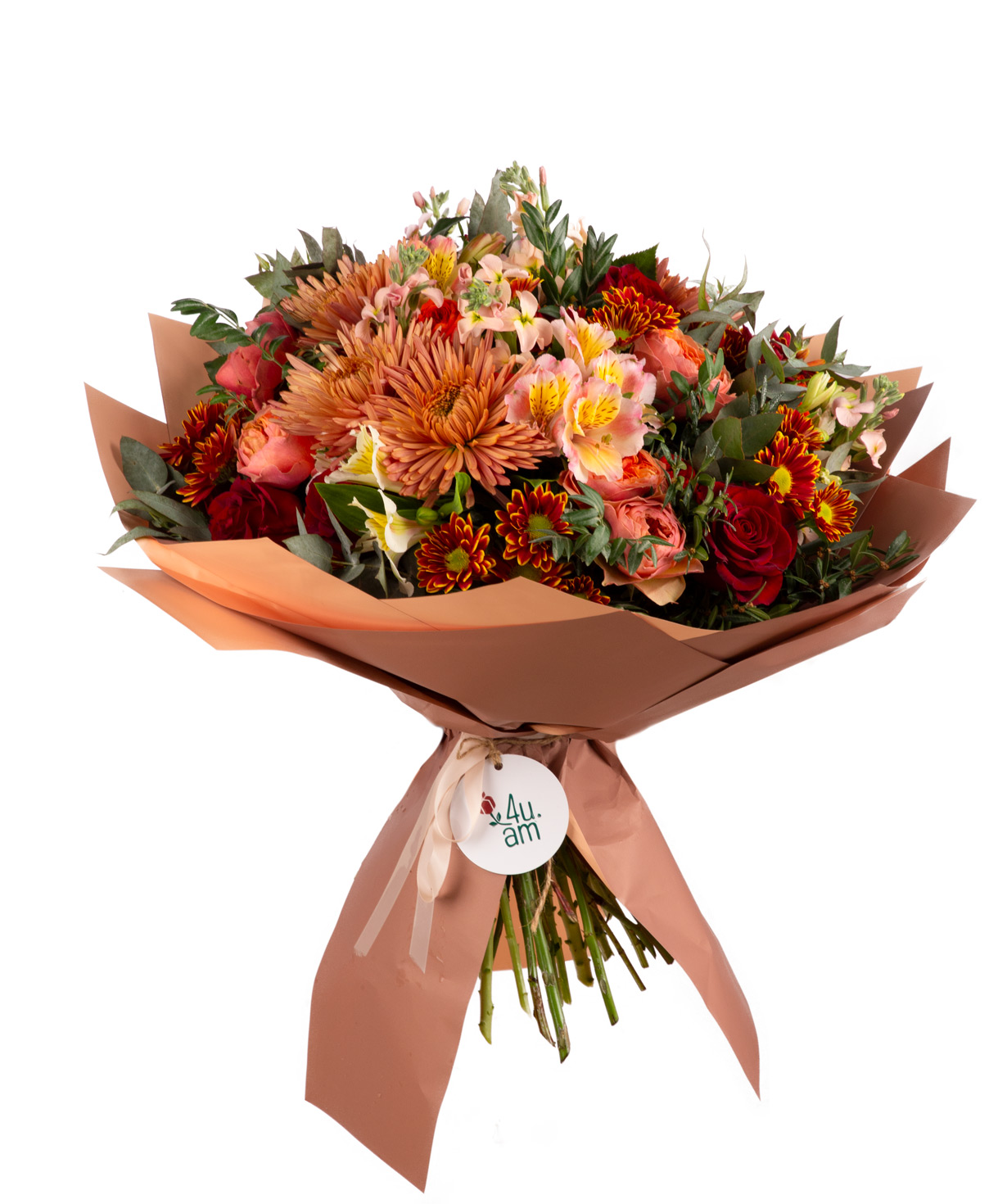 Bouquet ''Akron'' with roses and alstroemerias
