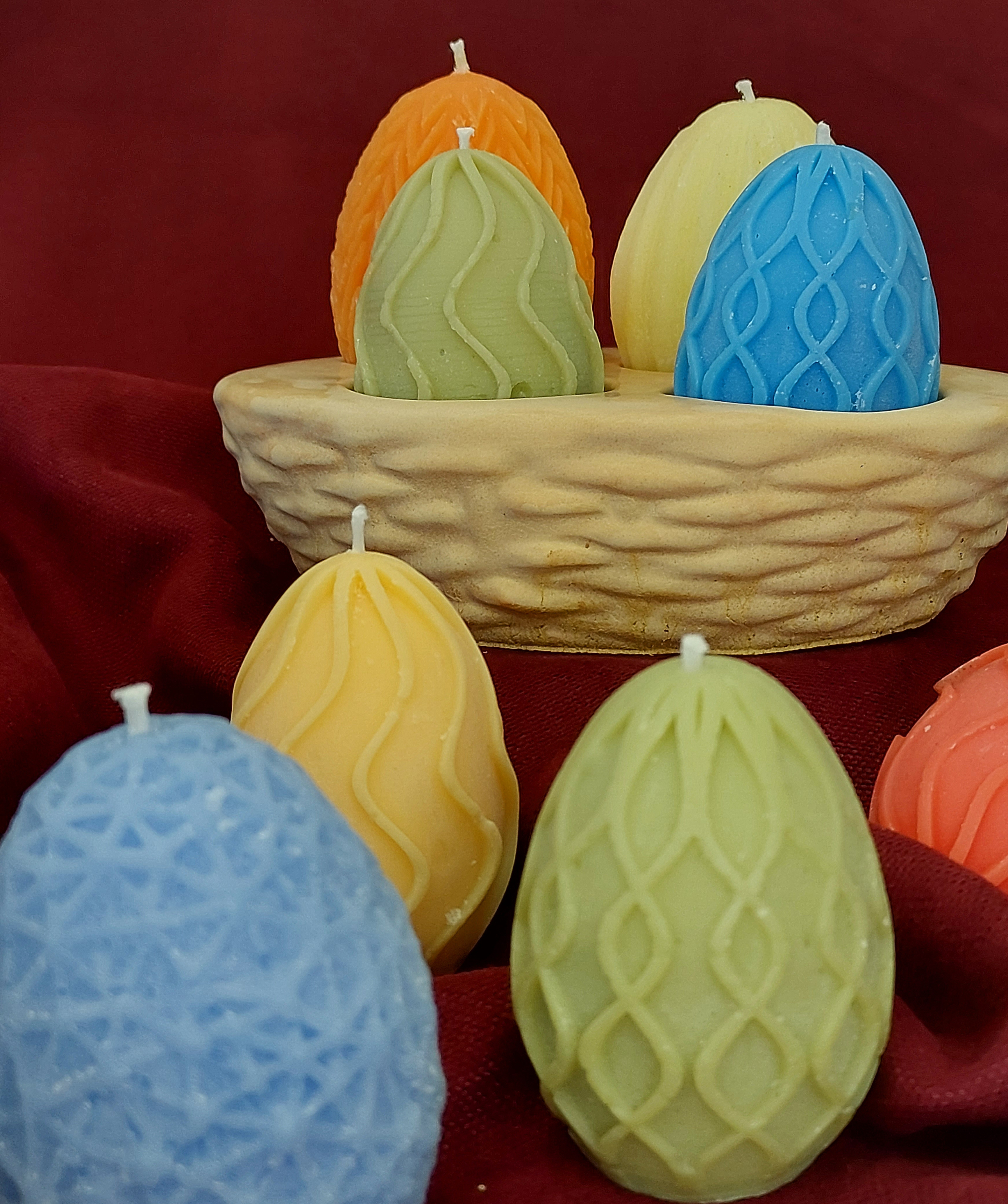 Подарочный набор «Blue Moon» Пасха, 4 свечи Яйца + подставка, ароматизированные