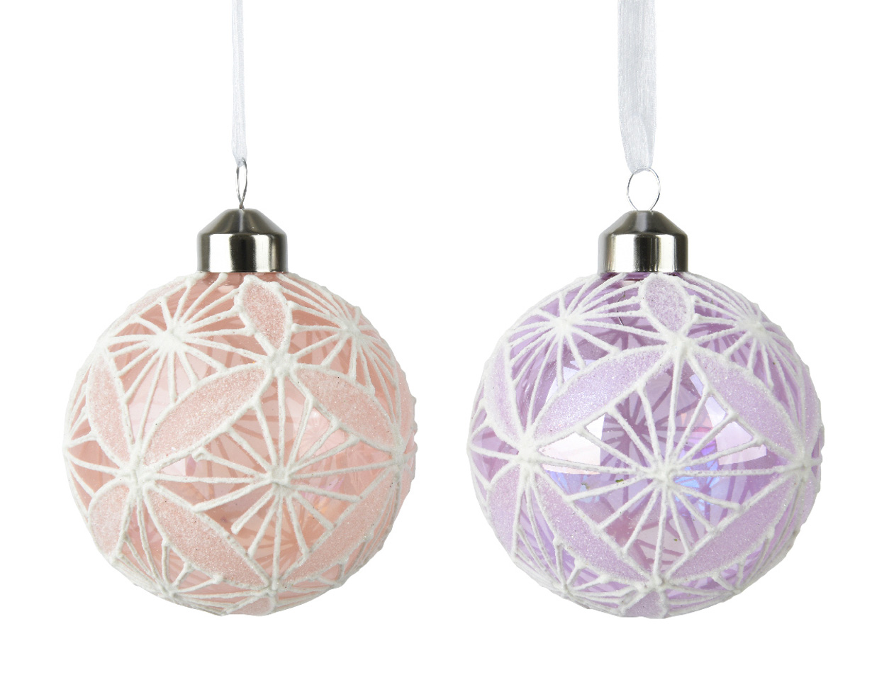 Christmas glass ball «Landshaft» with a white pattern - 070448