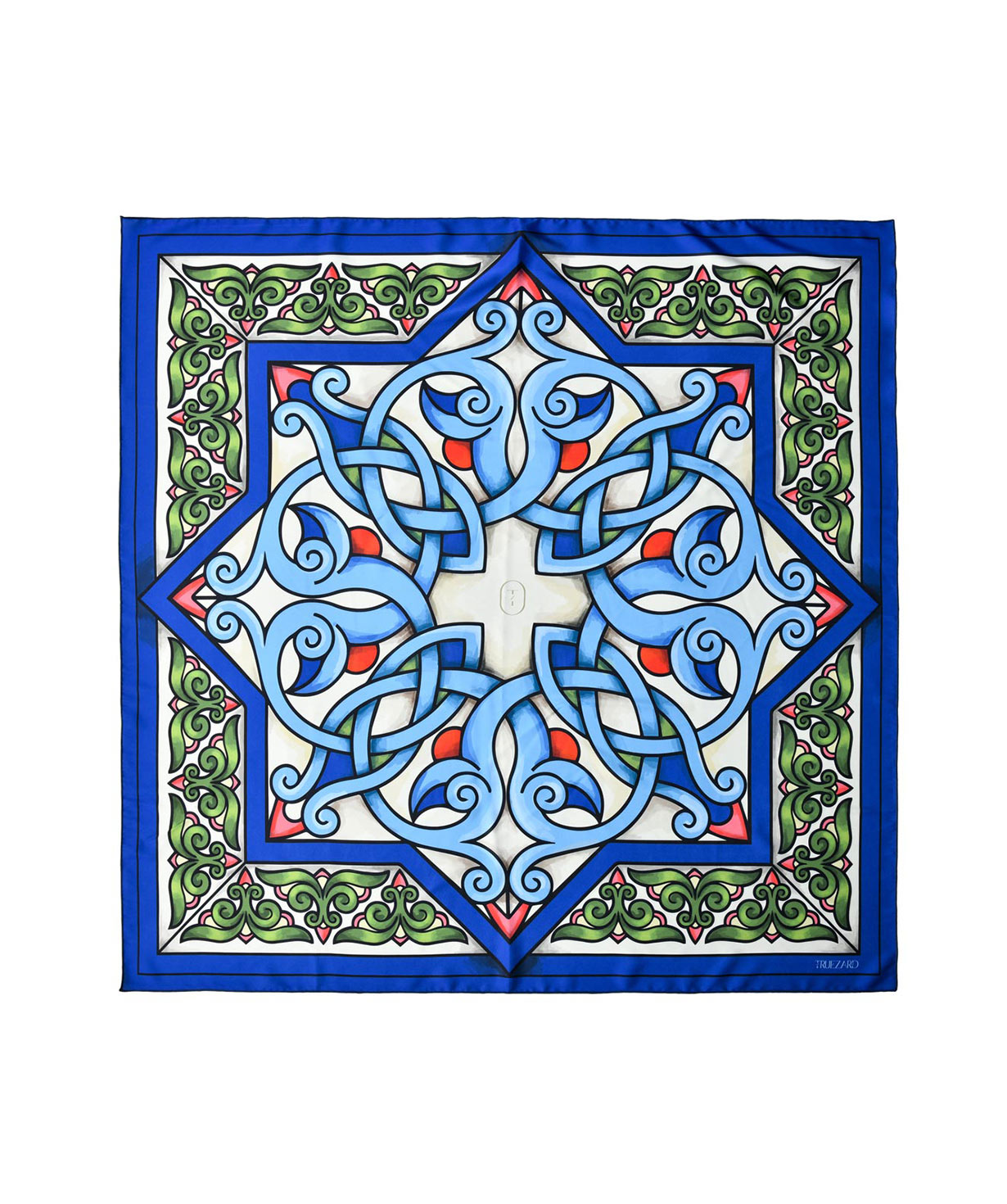 Scarf `Armenian ornaments` blue, small