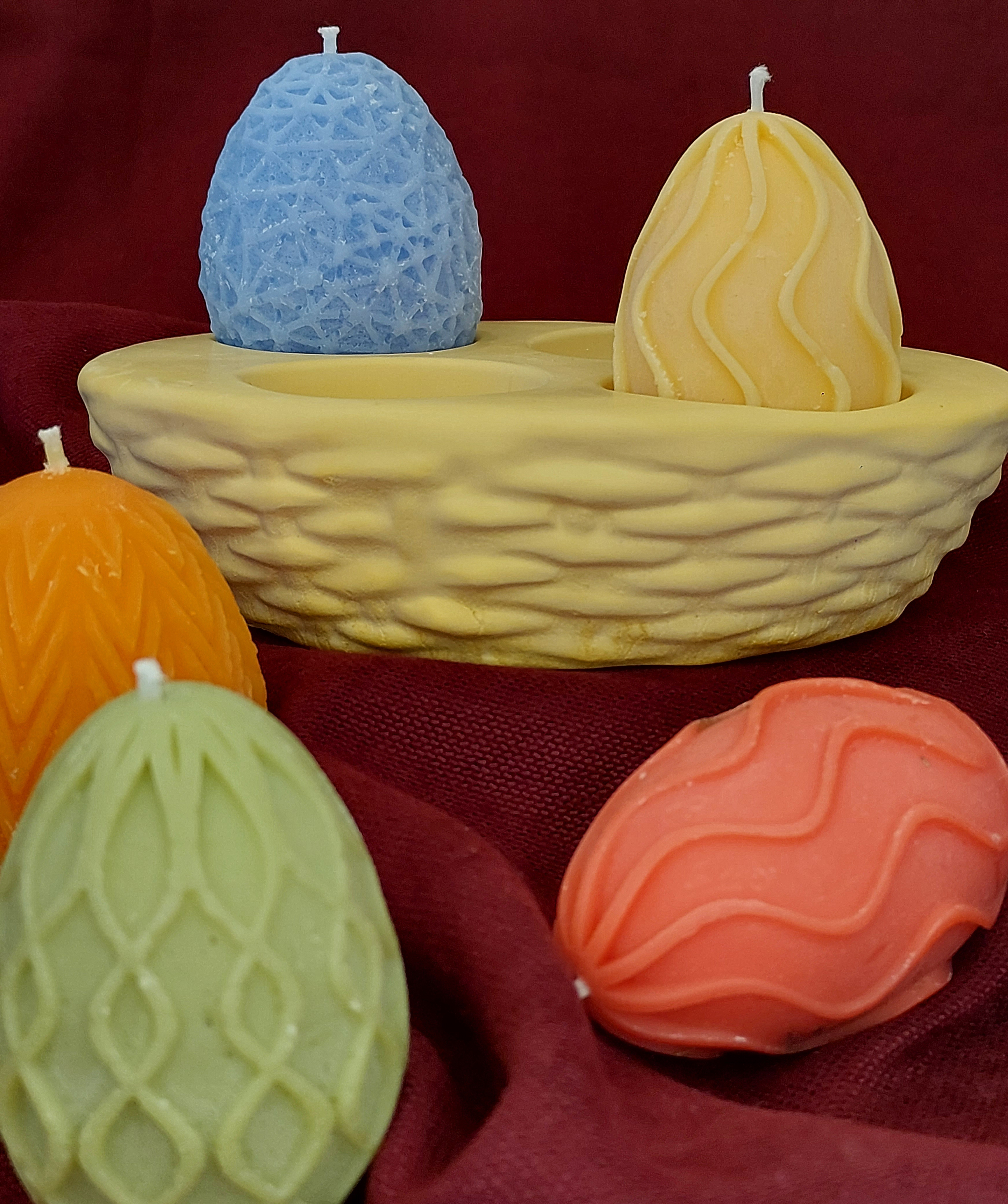 Նվեր հավաքածու «Blue Moon» Զատիկ, 2 Ձվիկ մոմ + տակդիր, բույրով