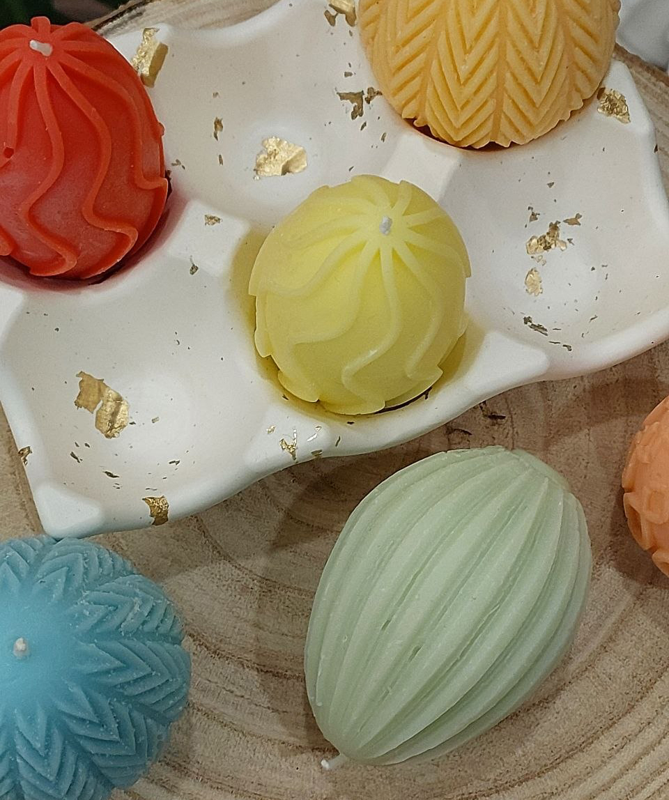 Подарочный набор «Blue Moon» Пасха, 3 свечи Яйца + подставка, без аромата