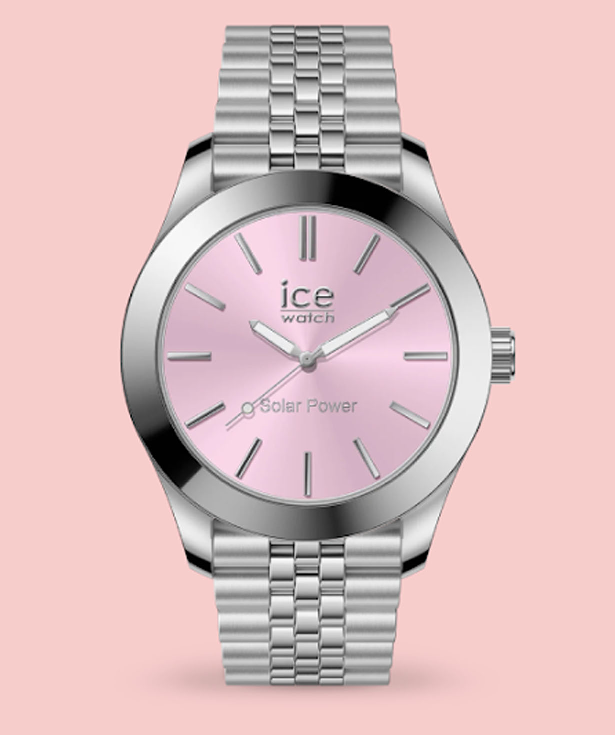 Часы `Ice-Watch`  ICE steel Solar - Silver Light Pink