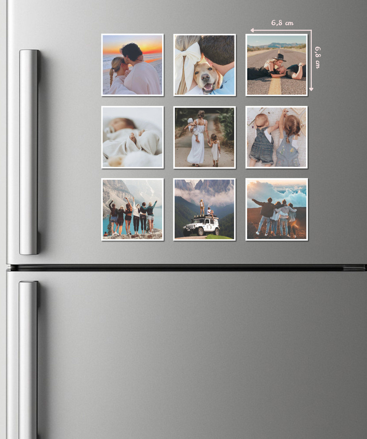 Photo magnets for the refrigerator «Magniser», 68x68 mm, 9 pieces