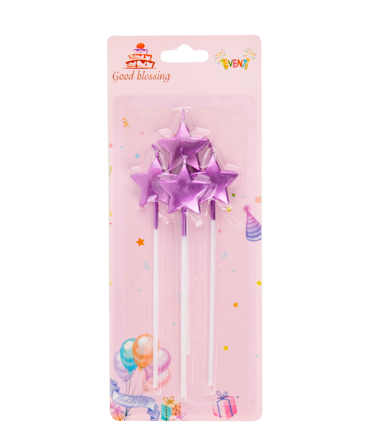 Candle in the form of a star, multicolored 4 pieces