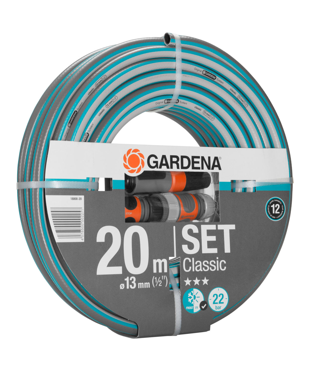 Hose «Gardena» Classic, with connectors and shower head, 20 m