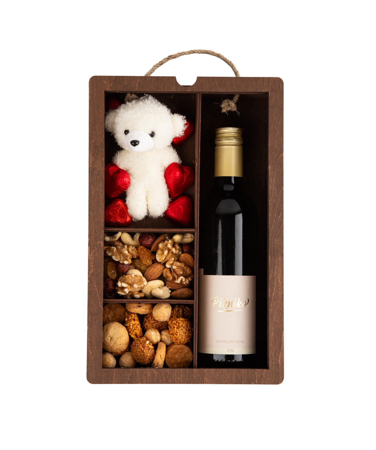 Gift box «Pikniko» with wine, sweets and a toy №1