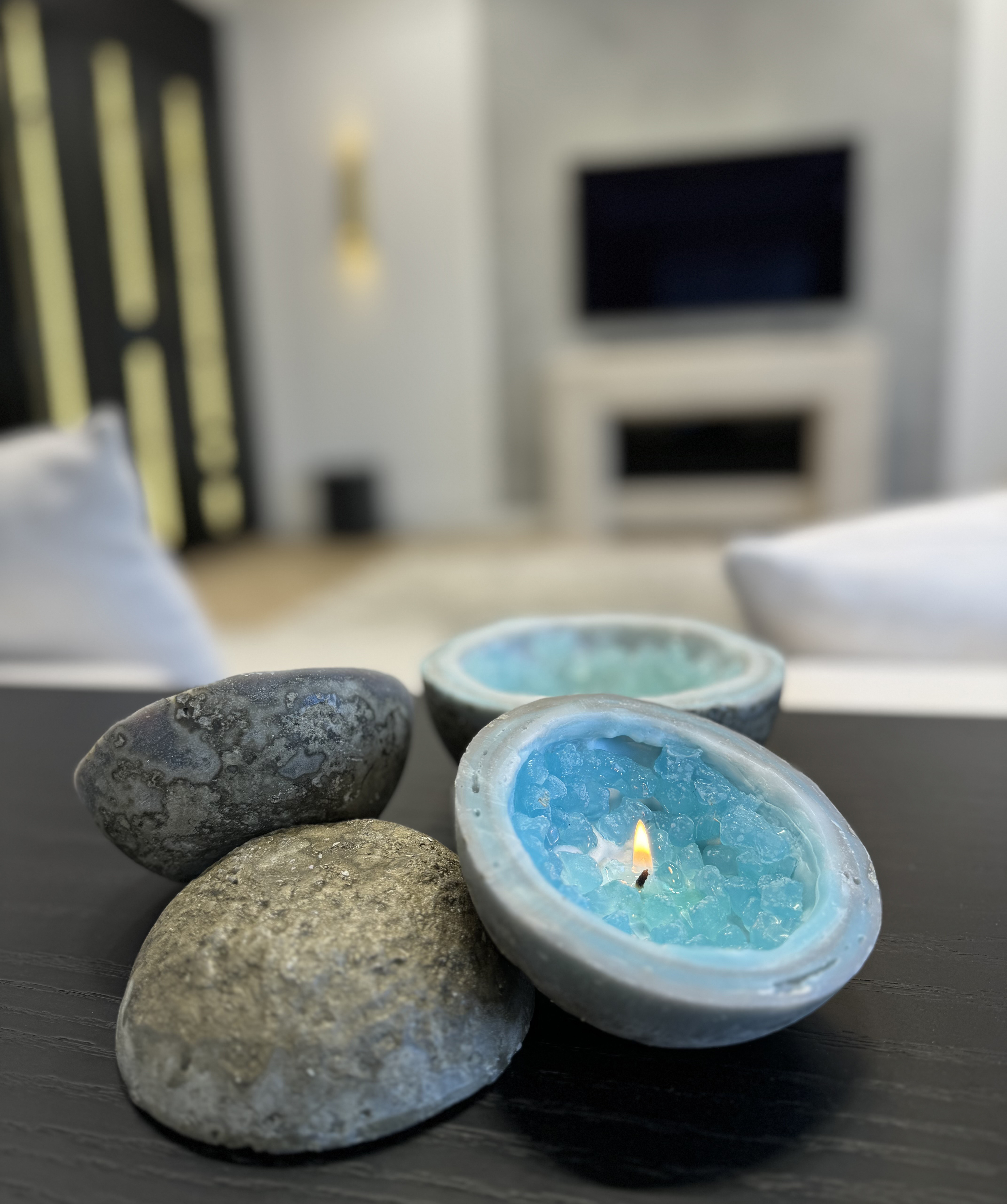 Candle «Light Your Home» Amethyst №3028 sky blue