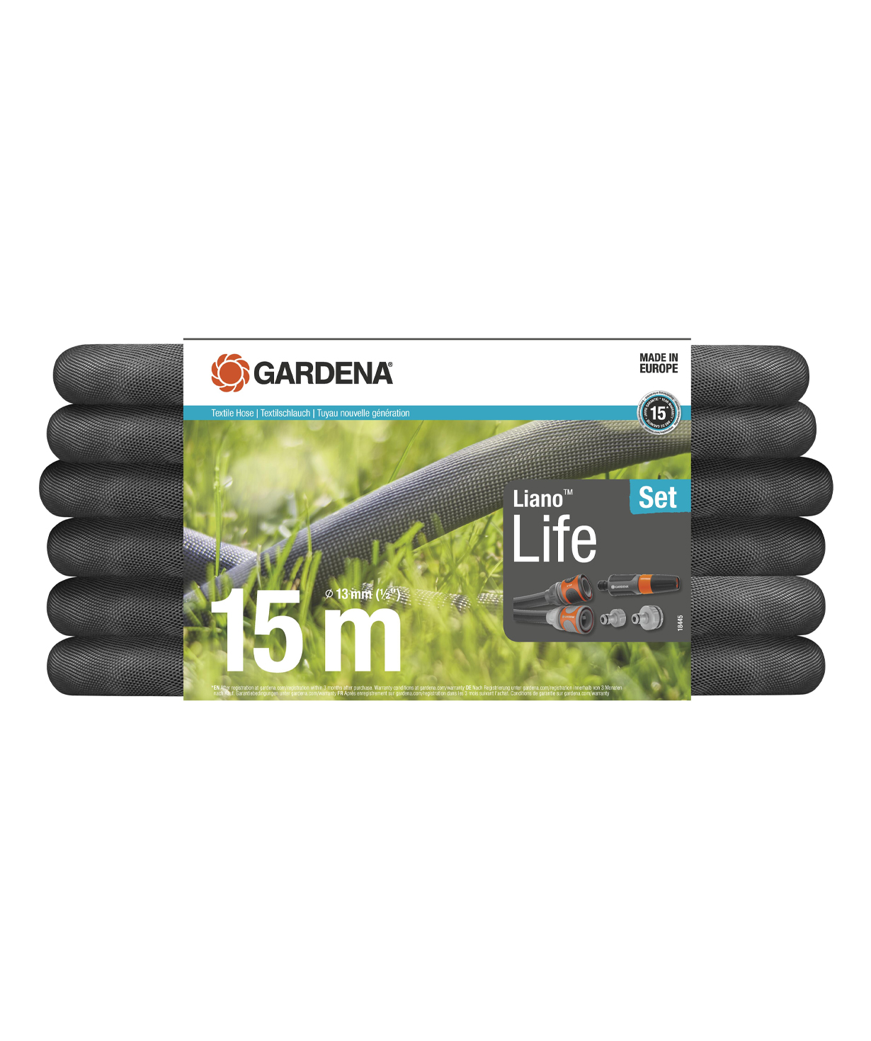 Текстильный шланг «Gardena» Liano Life, 15 м, 13 мм (1/2 дюйма)