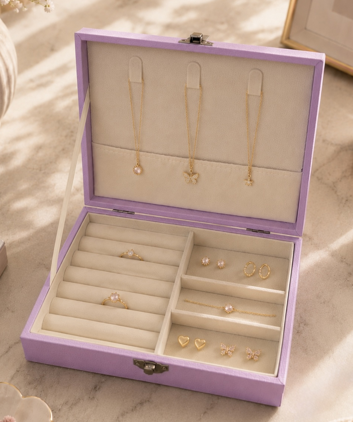 Illustrated jewelry box “HAYA”, pink, large №20