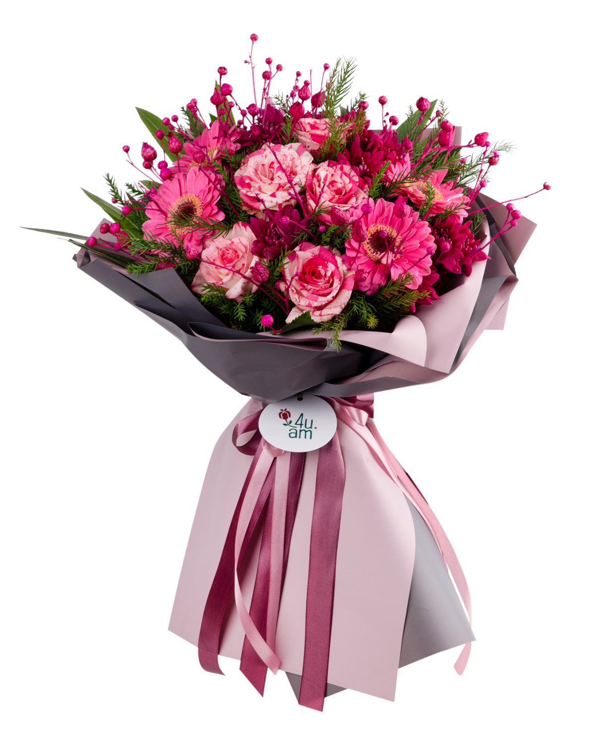 Bouquet `Toril` with roses and gerberas