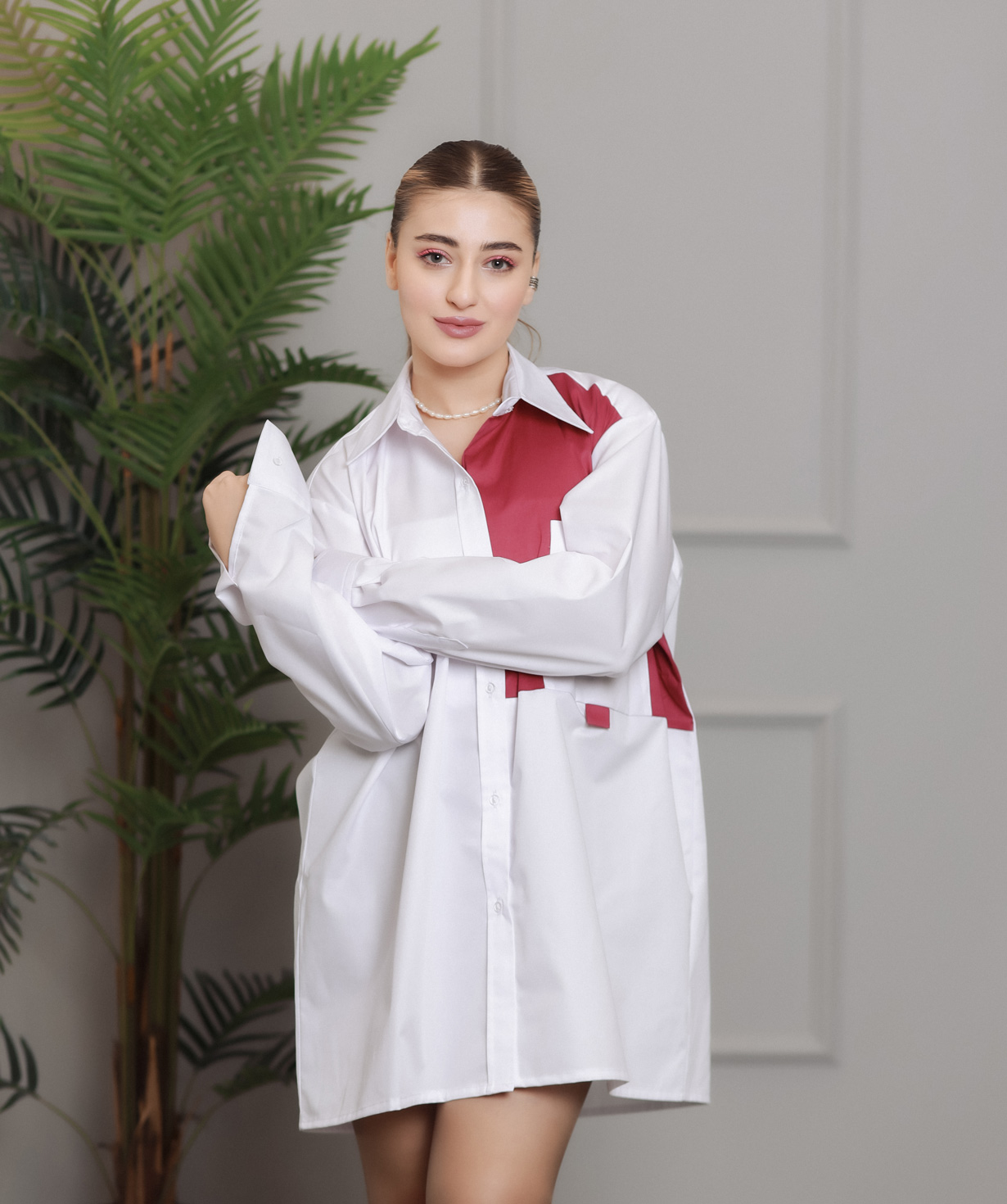 Shirt «Khachatryan» white-pink №2