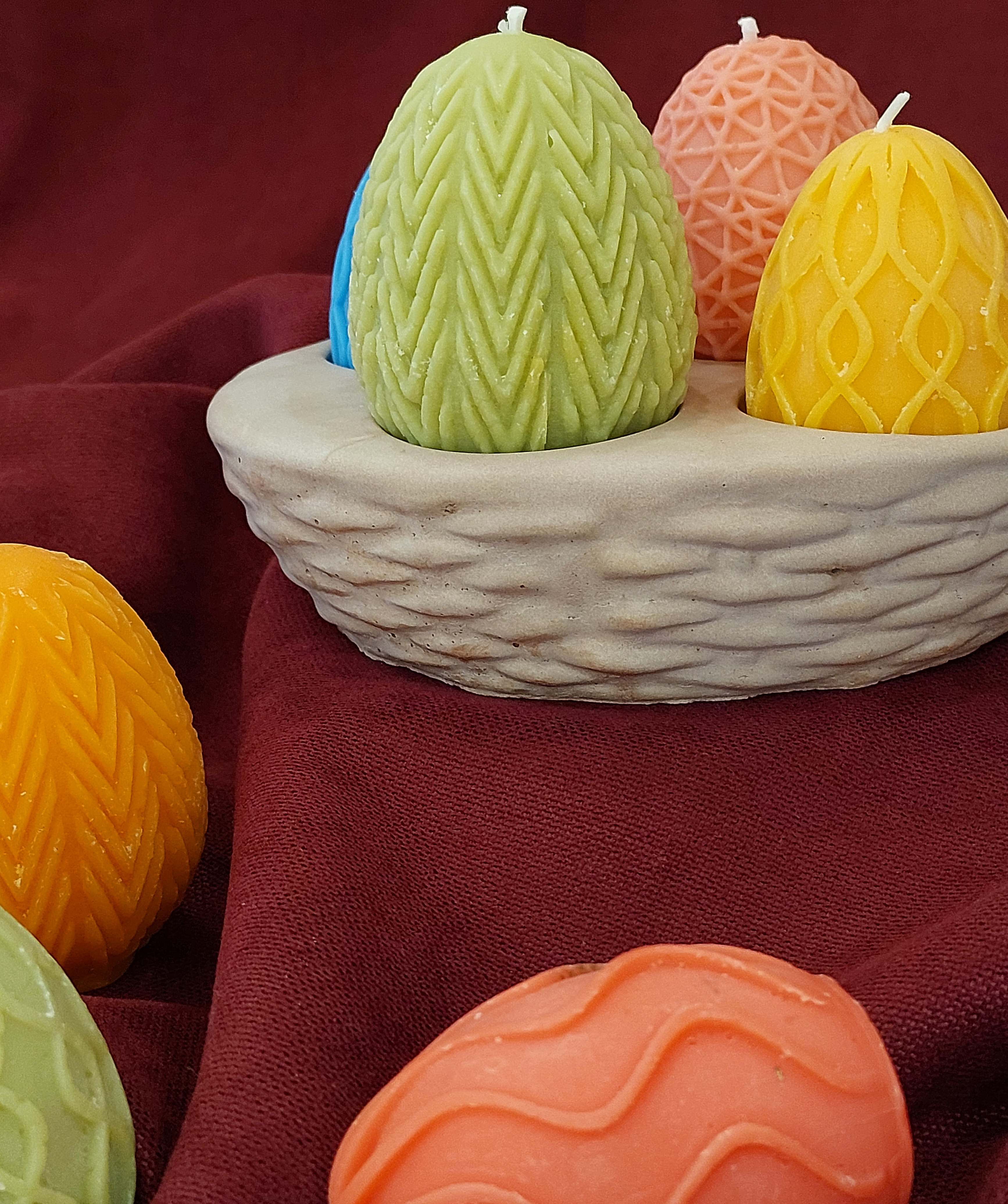 Подарочный набор «Blue Moon» Пасха, 4 свечи Яйца + подставка, без аромата