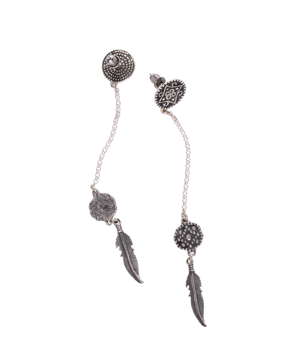 Earrings `DF Project` silver, feather