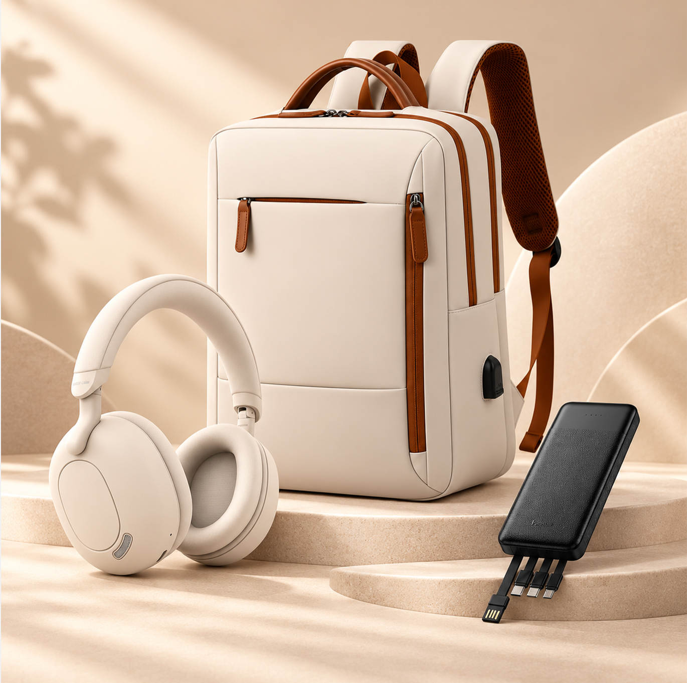 Set: Laptop Backpack, Headphones and Charger «Micro-Tech»