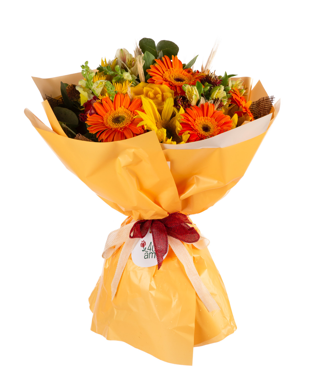Bouquet ''Anaheim'' with roses and sunflowers