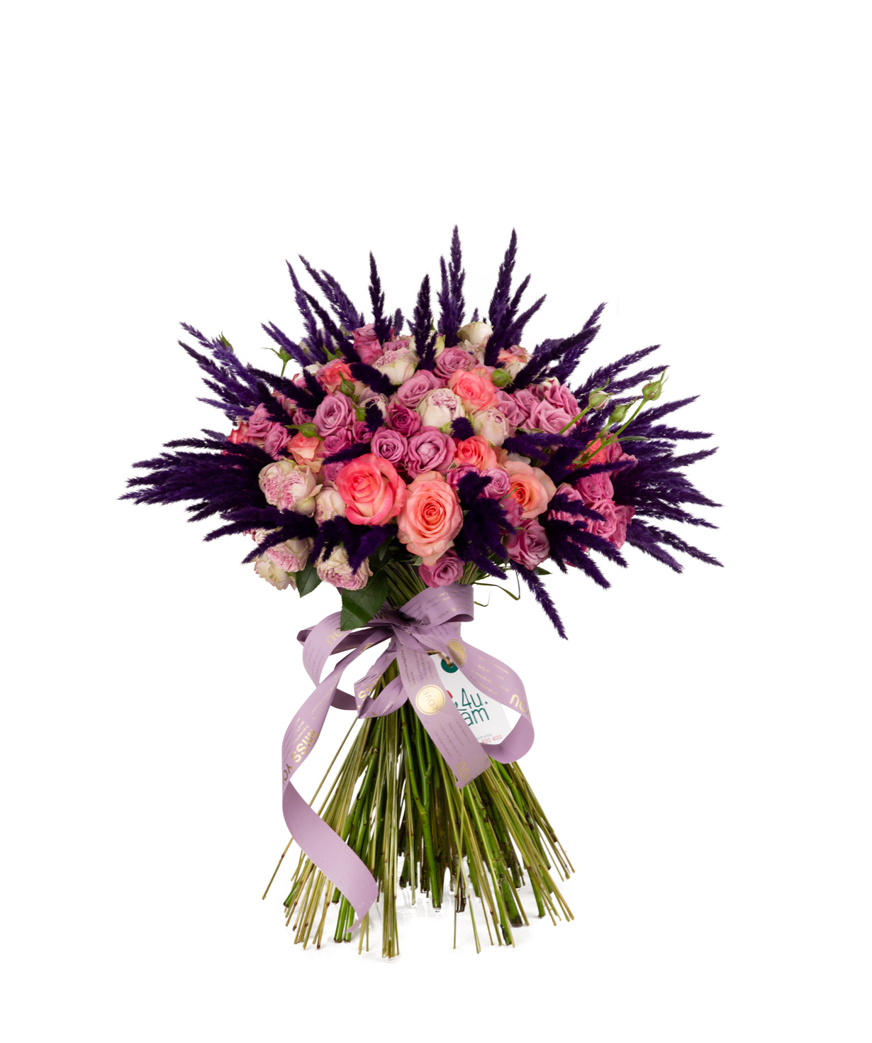 Bouquet `Giomela` with roses, bush roses