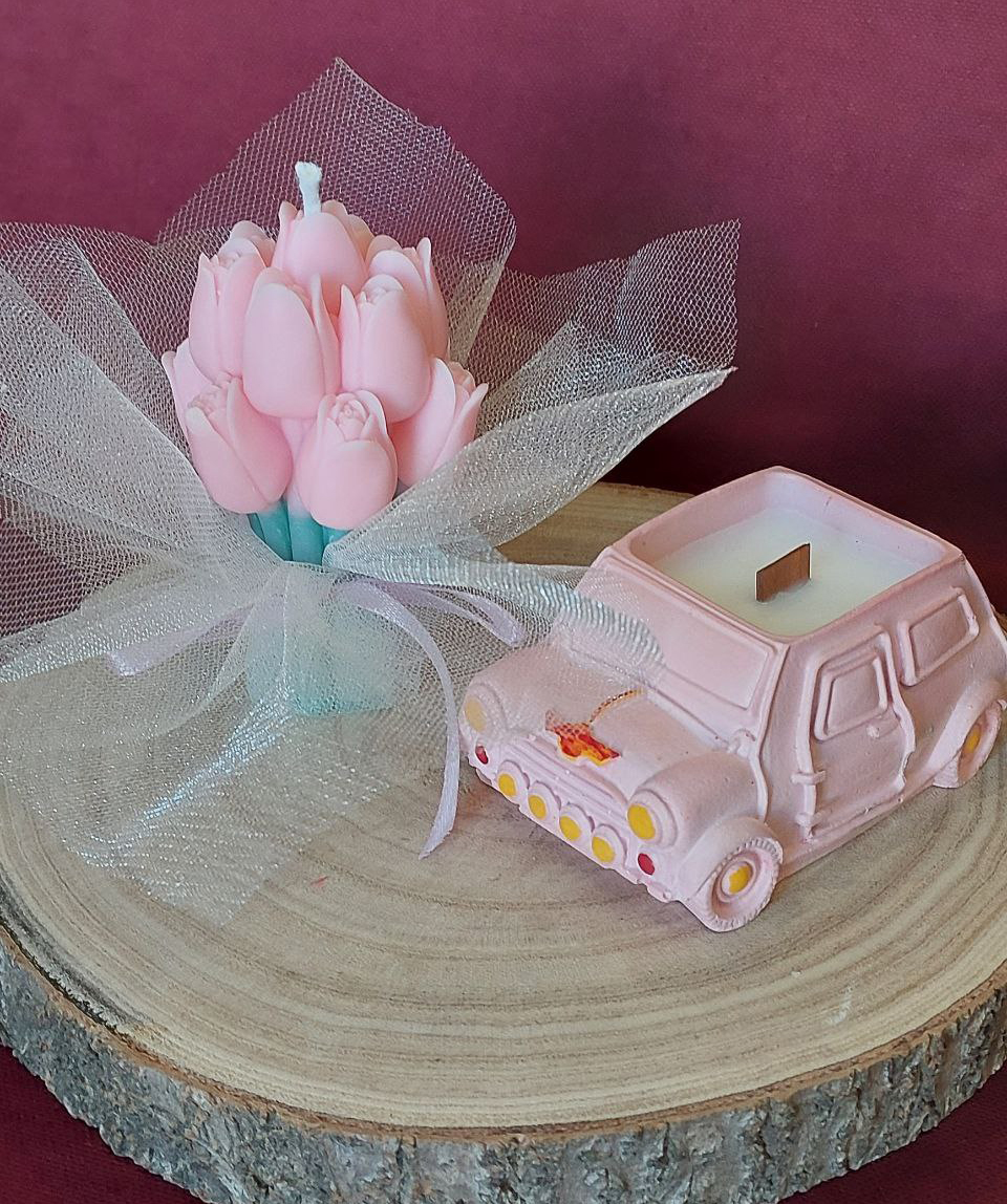 Մոմերի հավաքածու «Blue Moon» Իմ երազանքի մեքենան + Կակաչներ, բույրով