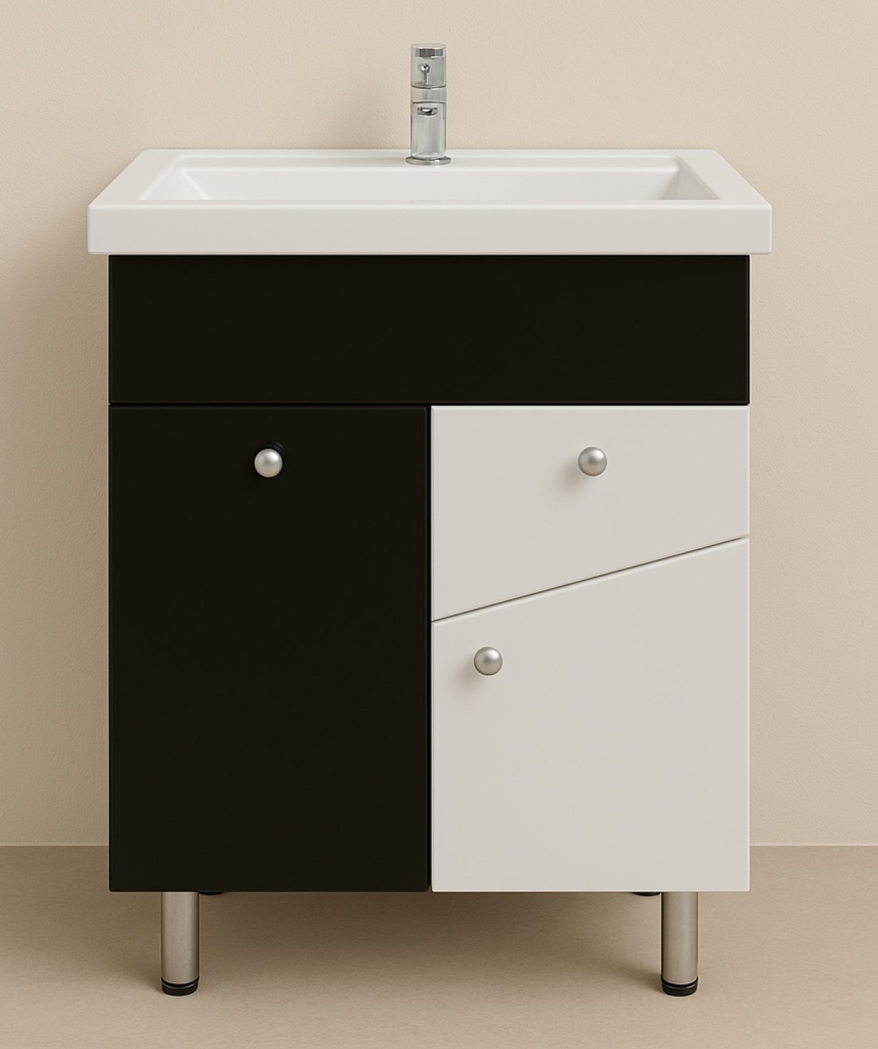 Bathroom furniture «Perla» VLine Foster 60, black, glossy