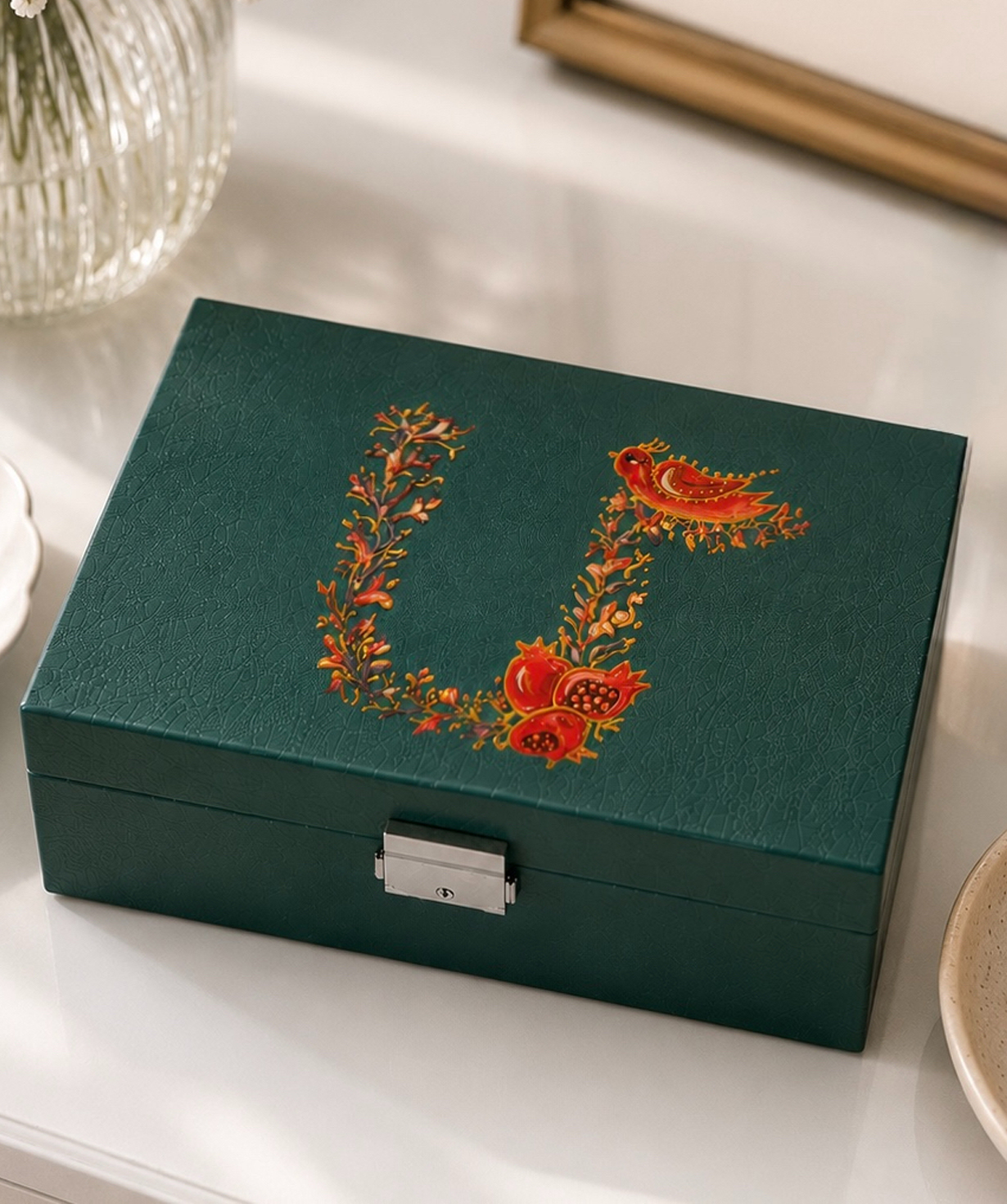 Illustrated jewelry box “HAYA”, green, large №20